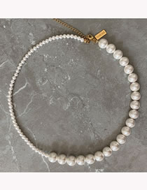 Fashion White Large And Small Pearl Beaded Necklace