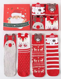 Fashion A Boxed Little Fox Christmas Print Knit Socks