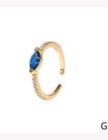 Fashion Blue Spinel Horse Eye Micro-inlaid Zirconium Love Square Drop Open Ring