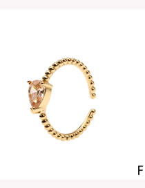 Fashion Champagne Drop Micro-inlaid Zirconium Geometric Square Love Drop-shaped Twist Ring
