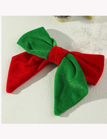 Fashion Red Green Fabric Hit Color Bow Hairpin