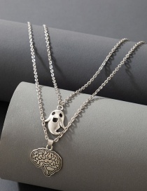 Fashion Silver Color Halloween Ghost Geometric Double Necklace