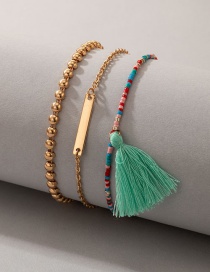 Fashion Gold Color Alloy Color Beads Beaded Tassel Round Bead Chain Multilayer Anklet