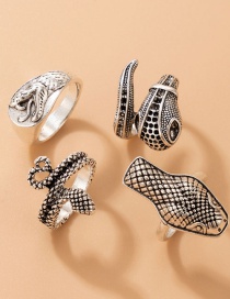 Fashion Silver Color Alloy Serpentine Geometric Ring Set