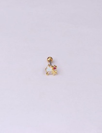 Fashion 4#gold Color Stainless Steel Inlaid Zirconium Thin Rod Piercing Screw Earrings