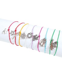 Fashion Color Alloy Bell Snowflake Five-pointed Star Cane Christmas Bracelet Set