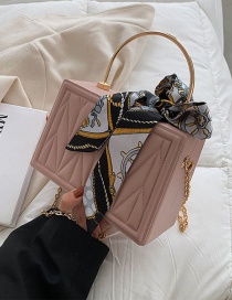 Fashion Pink Acrylic Silk Scarf Portable Embroidered Thread Square Crossbody Bag