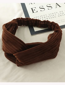 Fashion Dark Brown Knitted Striped Cross Headband