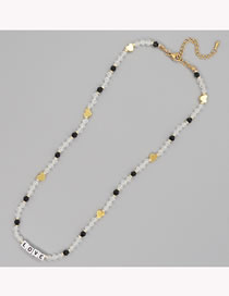 Fashion 2# Rhombus Crystal Beaded Letter Necklace