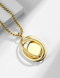 Fashion Gold Color+pl001 3mm*60cm Titanium Steel Oval Orbital Geometric Necklace