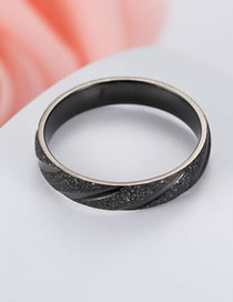 Fashion Black Titanium Steel Bevel Bead Sand Ring