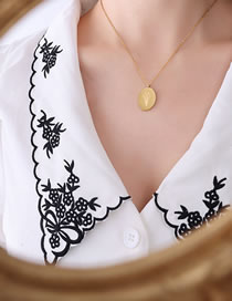 Fashion Gold Coloren Necklace 40+5cm Titanium Steel Engraved Oval Tag Necklace