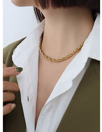 Fashion Gold Coloren Necklace Titanium Steel Gold Plated Coarse Twist Chain Necklace