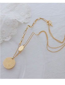 Fashion Gold Coloren Stitching Necklace 48cm Titanium Steel Gold-plated Portrait Medallion Chain Stitching Necklace