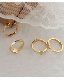 Fashion Gold Coloren Ring Stainless Steel Gold-plated Cross Open Ring