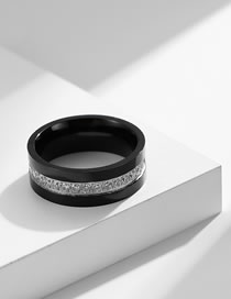Fashion Black Titanium Steel Inlaid Zirconium Wide Face Ring