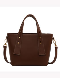Fashion Brown Pu Portable Large-capacity Shoulder Bag