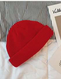 Fashion Red Woolen Knit Cuffed Landlord Hat
