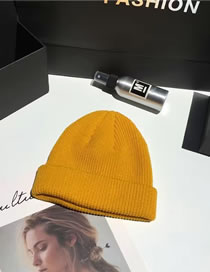 Fashion Yellow Woolen Knit Cuffed Landlord Hat