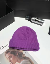 Fashion Light Purple Woolen Knit Cuffed Landlord Hat