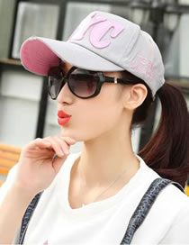 Fashion Grey Contrast Letter Embroidery Baseball Cap