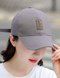 Fashion Dark Gray Cotton Labeled Baseball Cap