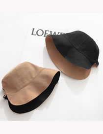 Fashion Black + Khaki Cotton Two-tone Double-sided Fisherman Hat