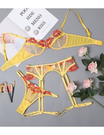 Fashion Yellow Lace Underwear Set