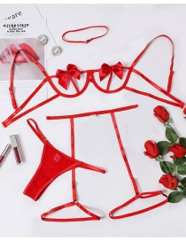 Fashion Red Neck Ring Bow Hollow Suit