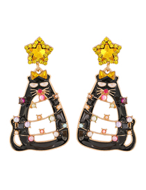 Fashion Yellow Color Alloy Christmas Cat Earrings