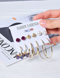Fashion 9# Geometric Pearl Thread Butterfly Star Moon Irregular Earring Set