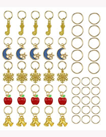 Fashion 50pcs Golden Apple Oil Drop Hair Ring Set Alloy Drip Oil Christmas Hairpins 50 Pcs