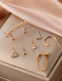 Fashion Gold Alloy Inlaid Zirconium Love Chain Earring Set