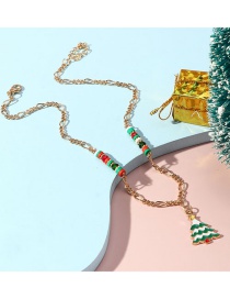 Fashion Christmas Tree-2 Alloy Christmas Tree Rice Bead Beaded Elk Bell Necklace