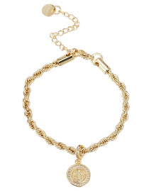 Fashion Gold Copper Inlaid Zirconium Portrait Twist Chain Bracelet