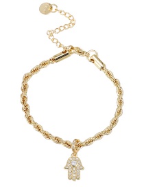 Fashion Gold Copper Inlaid Zirconium Palm Twist Chain Bracelet