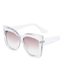 Fashion Transparent Double Gray Large-frame Cat-eye Gradient Sunglasses