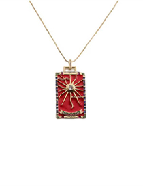 Fashion Red Copper Plated Real Gold Inlaid Zirconium Oil Dripping Eye Necklace
