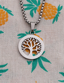 Fashion Rigid Sunflower+60cm Policy Chain Titanium Steel Tree Of Life Necklace