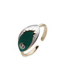 Fashion Green Copper Plated Real Gold Dripping Eye Ring