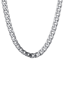 Fashion Steel Color 11.5mm*70cm Stainless Steel Flat Chain Necklace