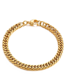 Fashion Golden Bracelet 20cm=kb144932-z Titanium Steel Cuban Chain Bracelet