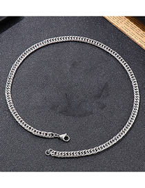 Fashion Steel Color Necklace 50cm=kn119039-z Titanium Steel Cuban Chain Necklace