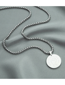 Fashion Silver Titanium Steel Round Brand Box Chain Necklace