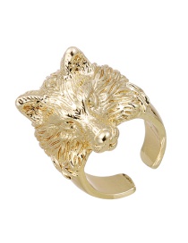 Fashion Gold Copper Wolf Head Ring