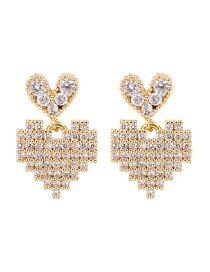 Fashion Golden-2 Copper Inlaid Zirconium Heart Earrings
