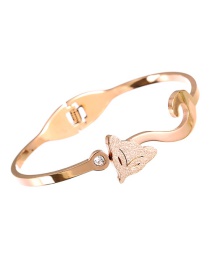 Fashion Rose Gold Titanium Steel Inlaid Zirconium Fox Bracelet