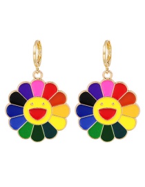 Fashion Color Alloy Oil Drop Flower Earrings