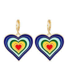 Fashion Blue Alloy Oil Drop Love Rainbow Stud Earrings