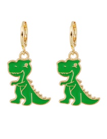 Fashion Green Alloy Oil Drip Dinosaur Earrings